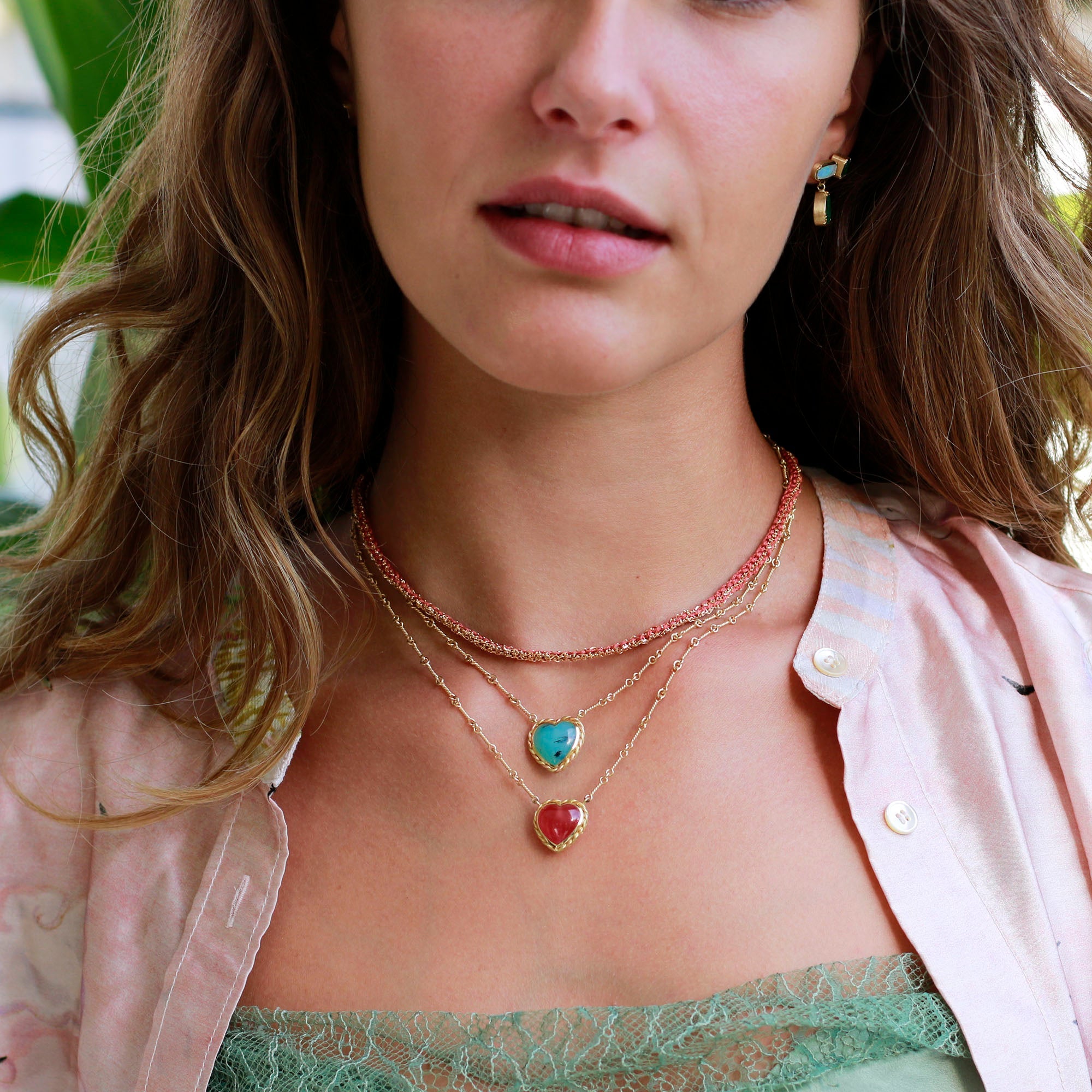 Peruvian Opal Heart Twist Necklace | 18k Gold Fine Jewelry
