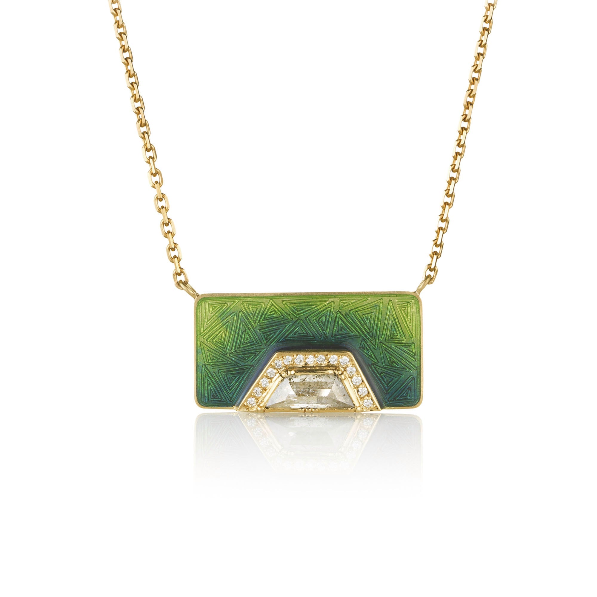 Diamond Hex Halo Ombre Enamel Necklace