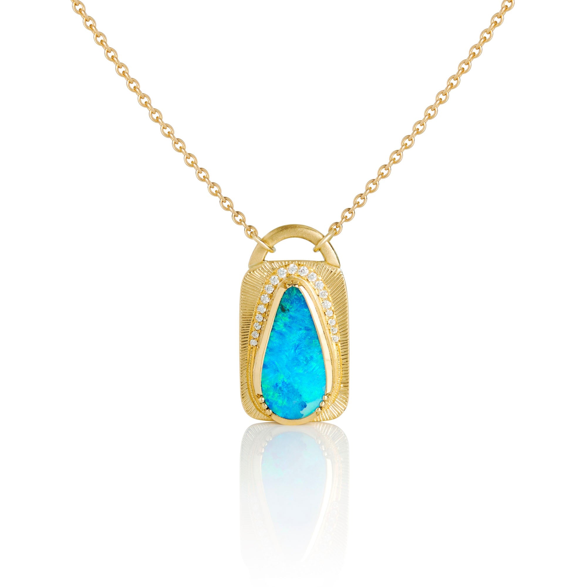Opal Diamond Lock Necklace