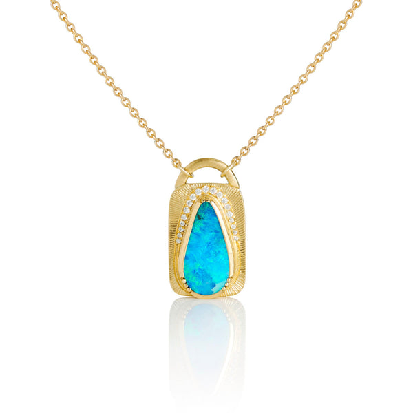 Opal Diamond Lock Necklace