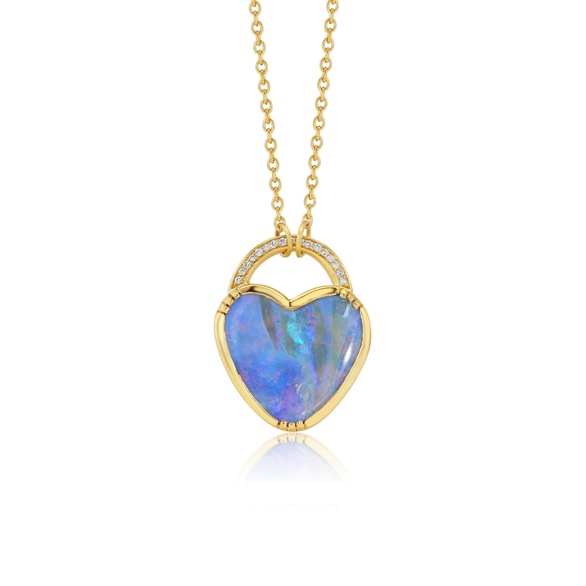 Boulder Opal Heart Lock Necklace