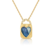 Opal Diamond Heart Lock Necklace