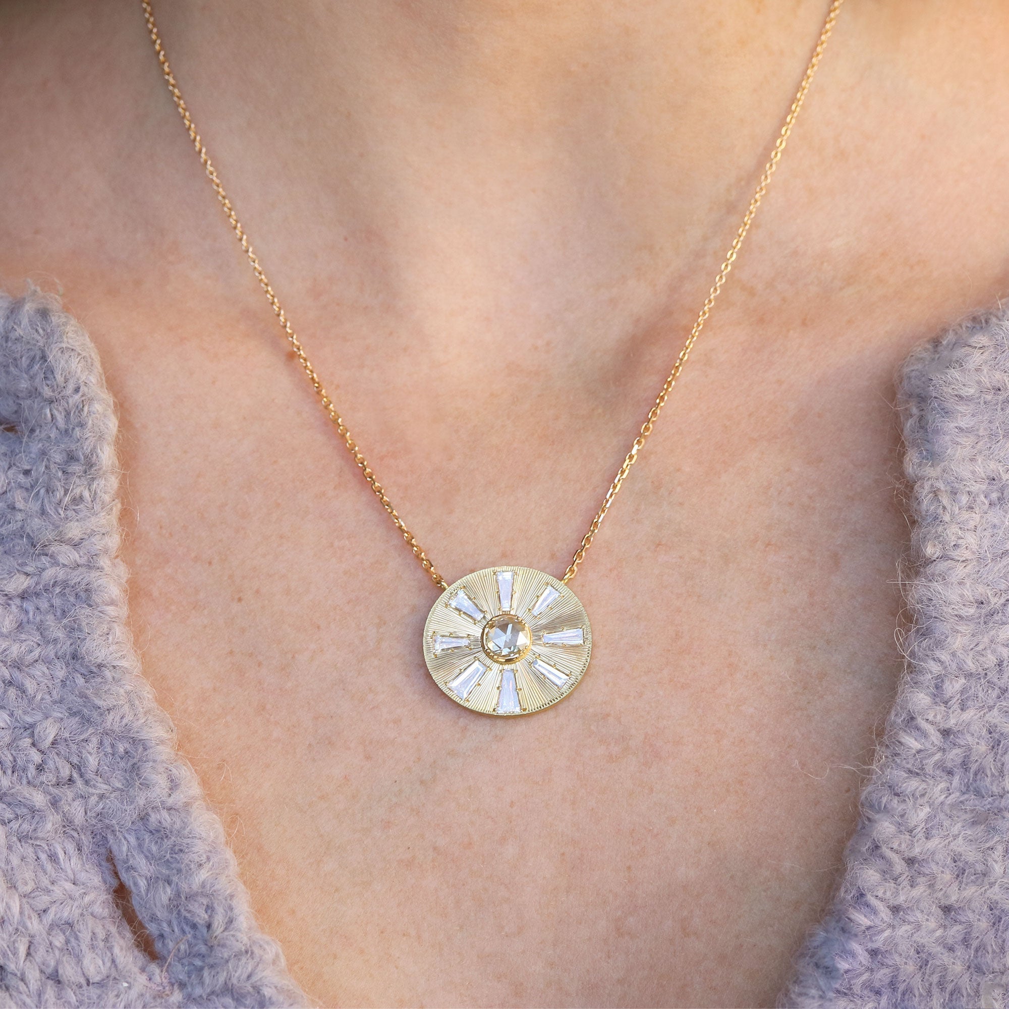 Mandala Engraved Diamond Necklace