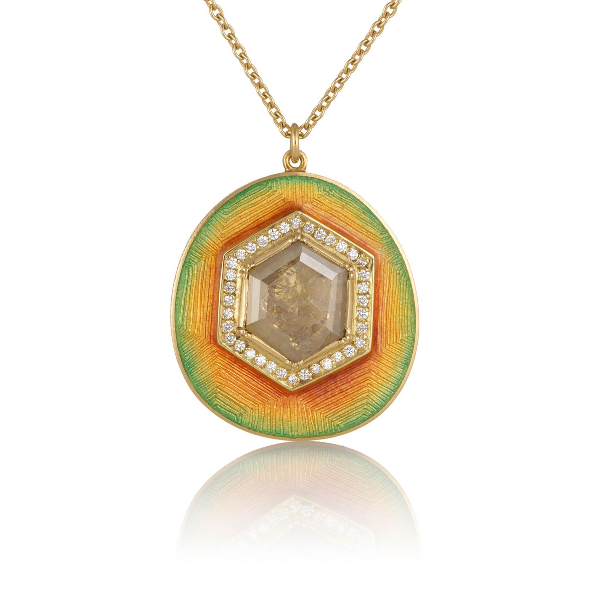 Mandala Diamond Enamel Necklace