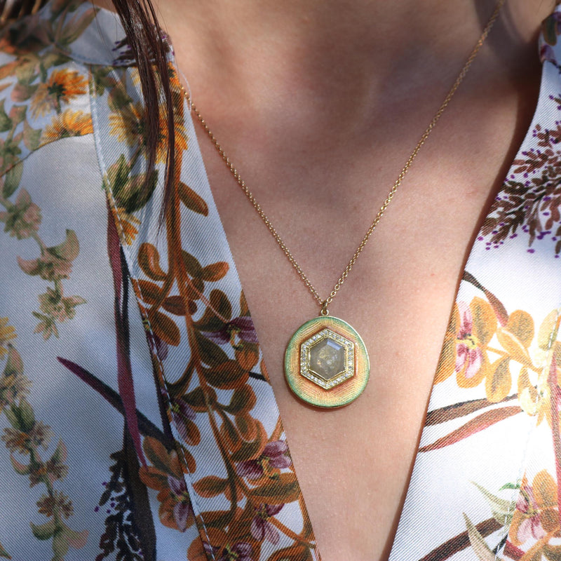 Mandala Diamond Enamel Necklace
