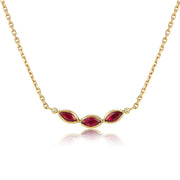 Triple Marquise Ruby Diamond Necklace