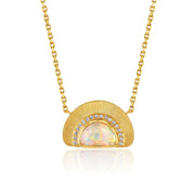 Opal Sun Ray Diamond Engraved Necklace