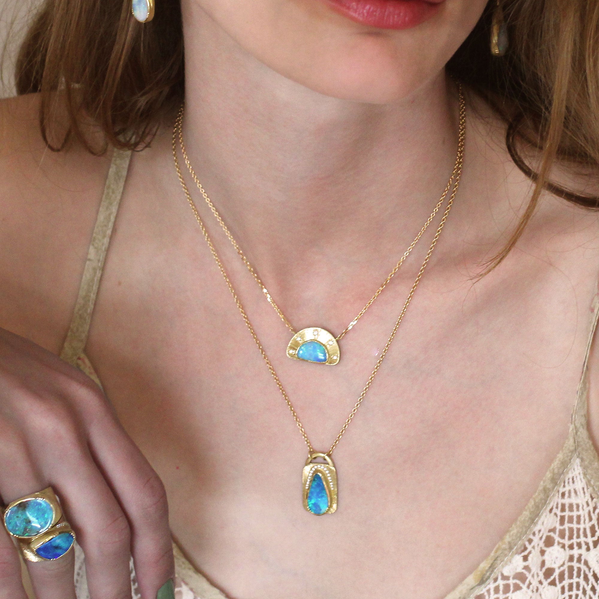 Boulder Opal Stargaze Engraved Necklace