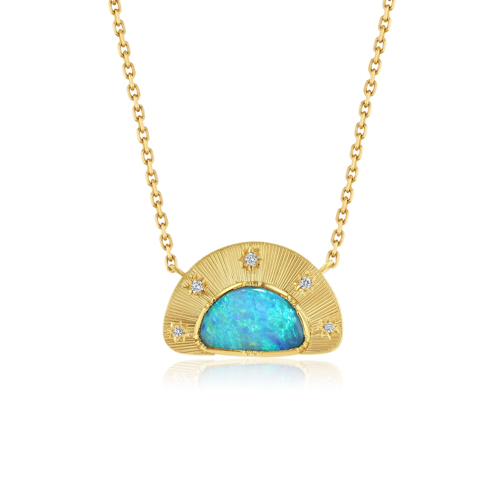 Boulder Opal Stargaze Engraved Necklace