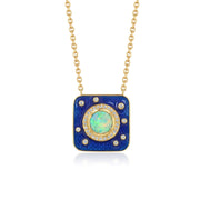 Starry Sky Opal Diamond Enamel Necklace