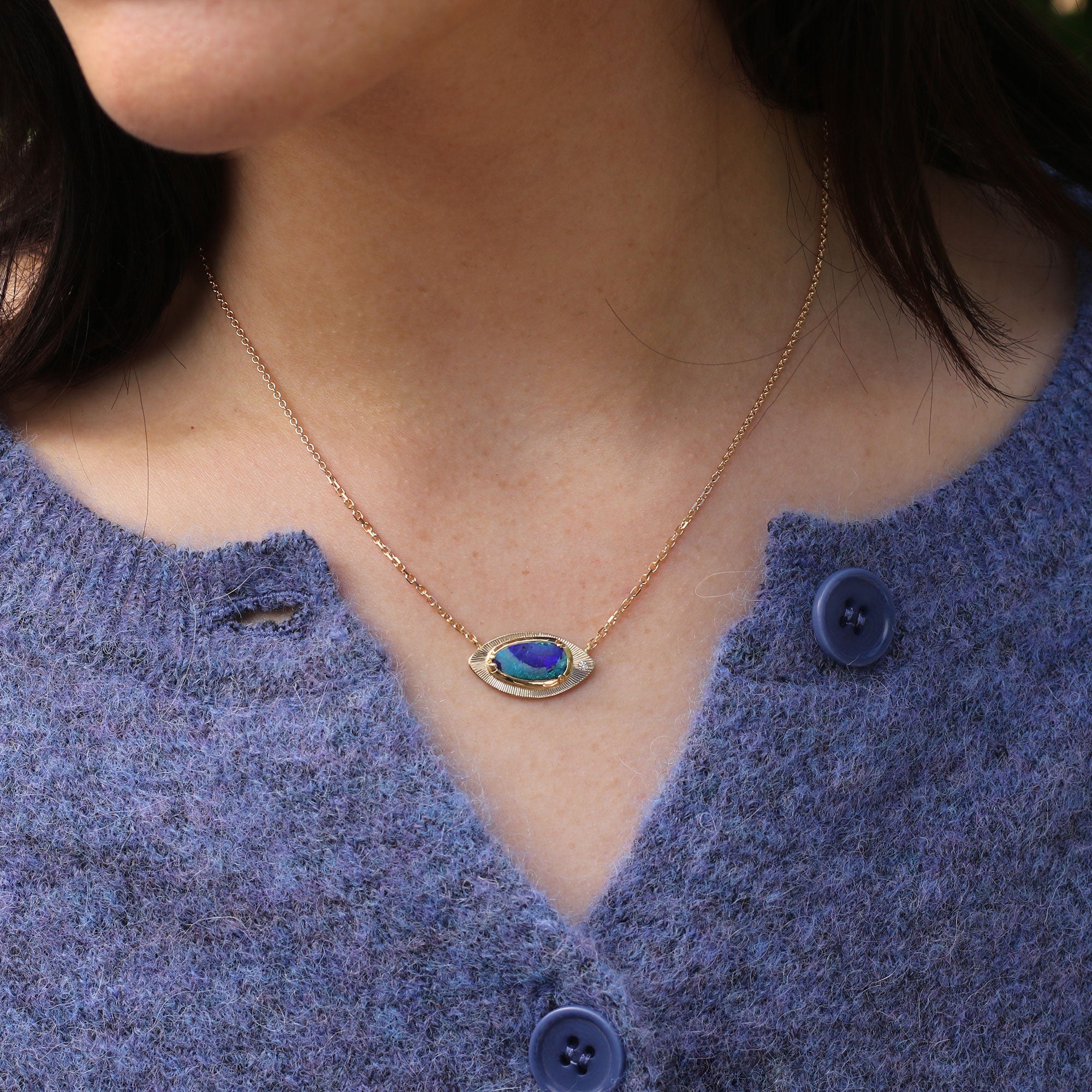 Talisman Engraved Boulder Opal Necklace