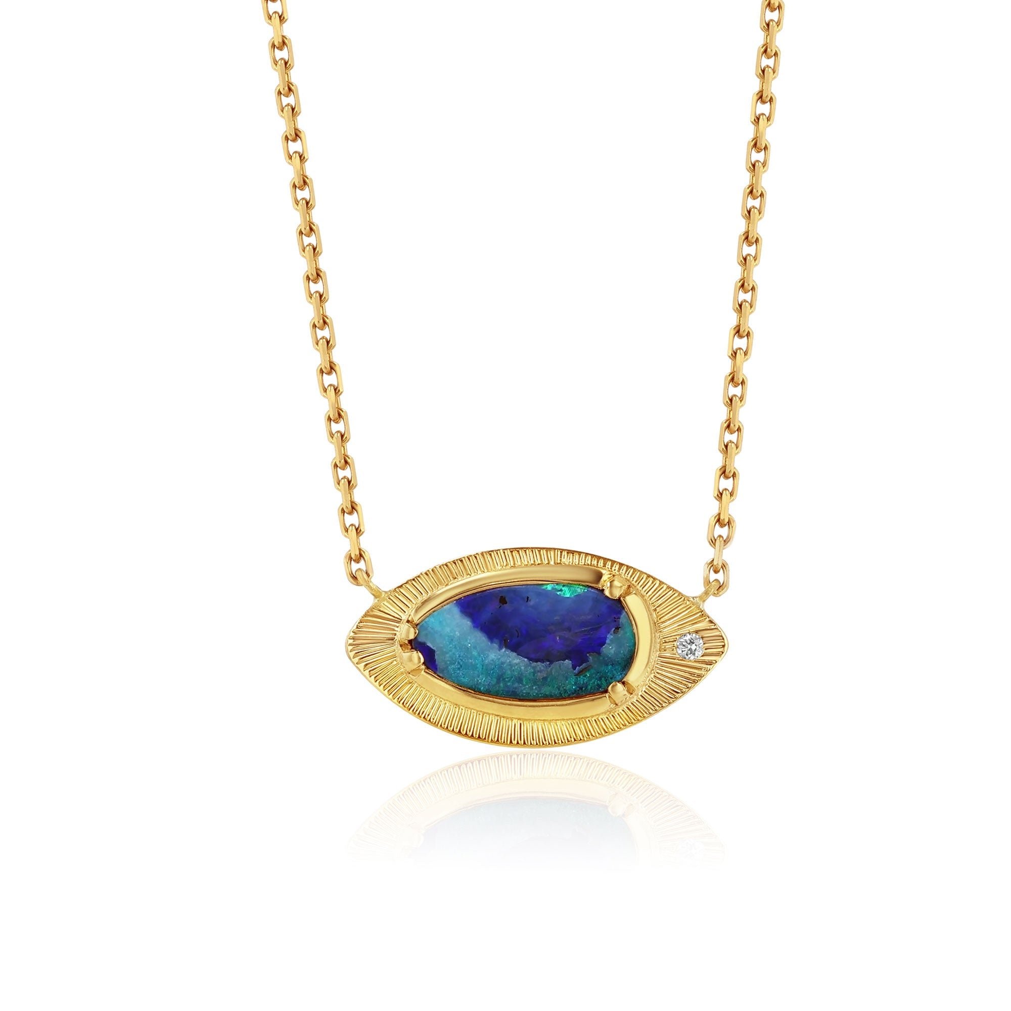 Talisman Engraved Boulder Opal Necklace