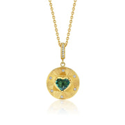 Talisman Heart Tourmaline Diamond Engraved Necklace
