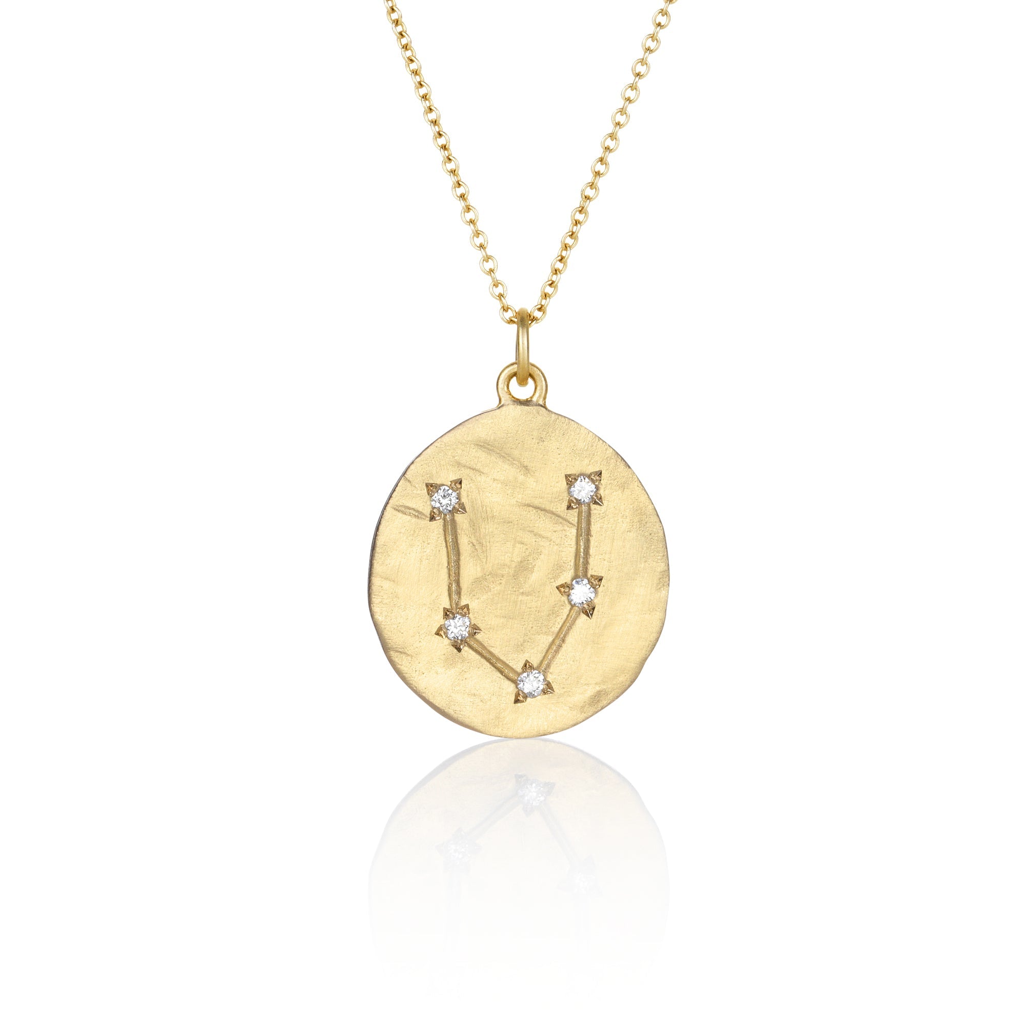Hand made in Los Angeles Brooke Gregson 14k gold Astrology Zodiac Pisces Diamond Star Sign Necklace