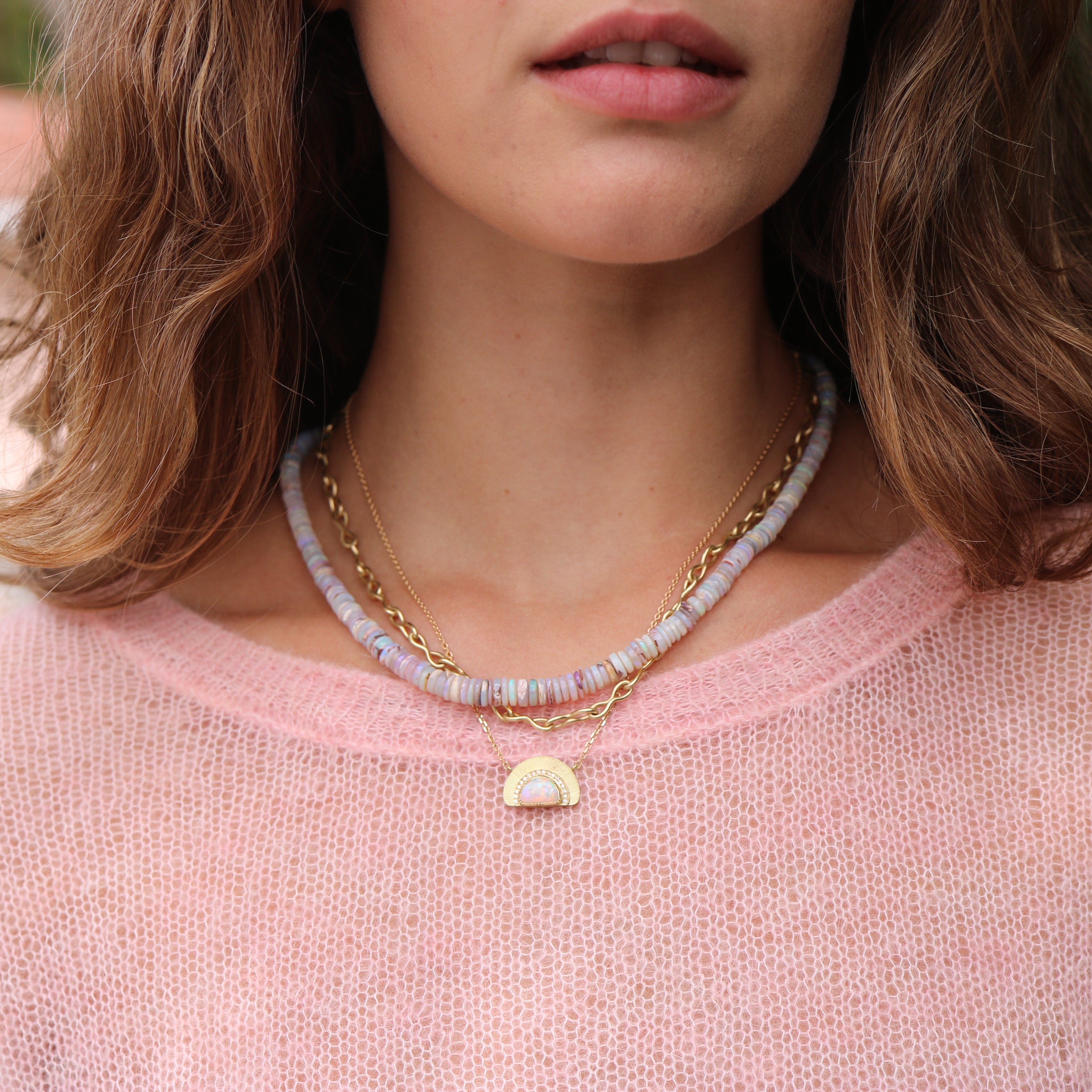 Opal Disc Bead Necklace