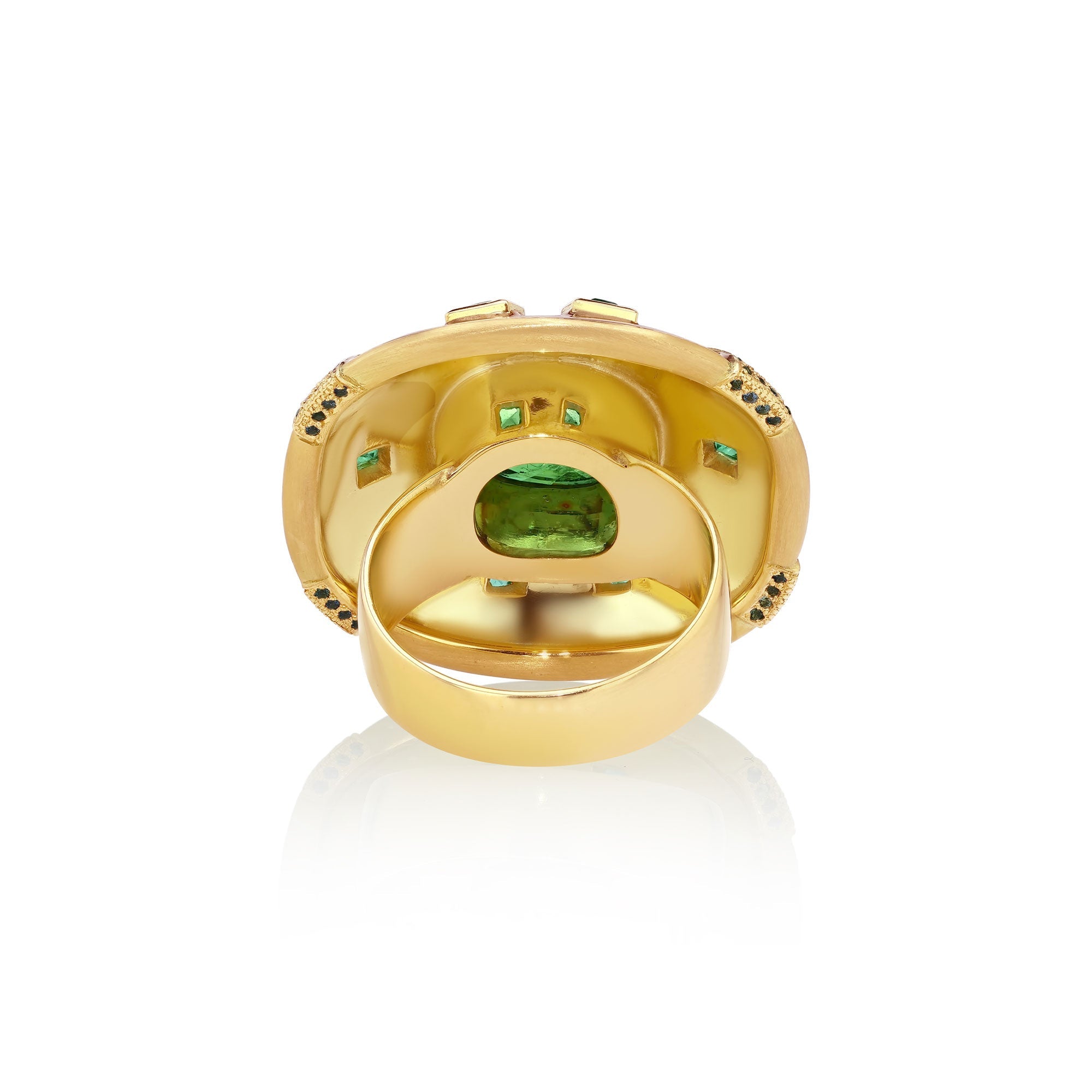 Tsavorite Emerald Sapphire Enamel Ring | Luxury Fine Jewellery