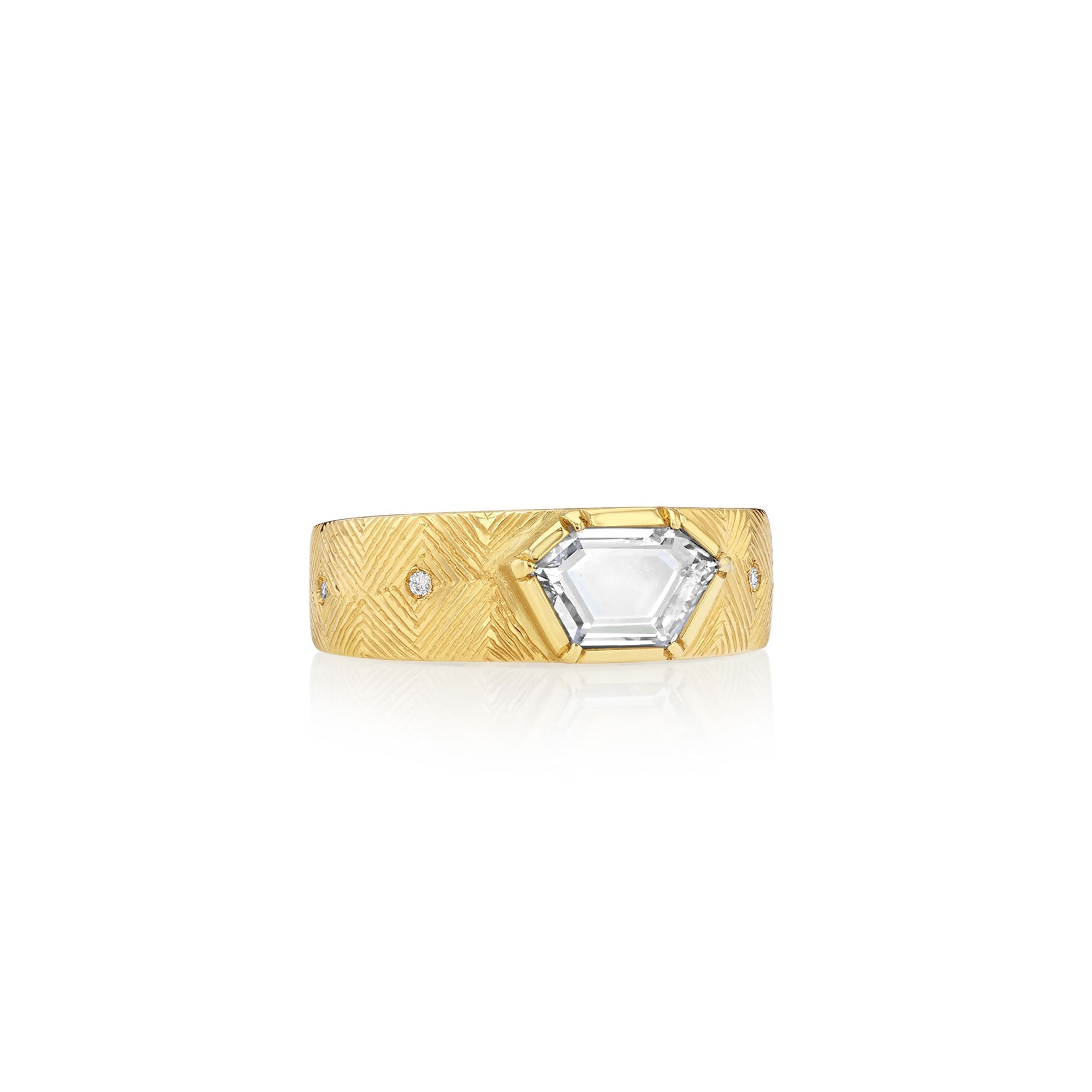 One of a kind hand engraved Diamond Band Ring from Los Angeles designer Brooke Gregson handmade in London