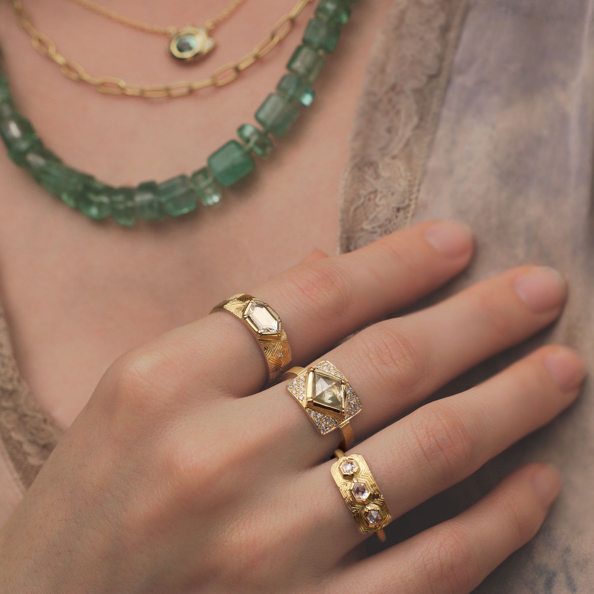 Artemis Engraved Diamond Ring