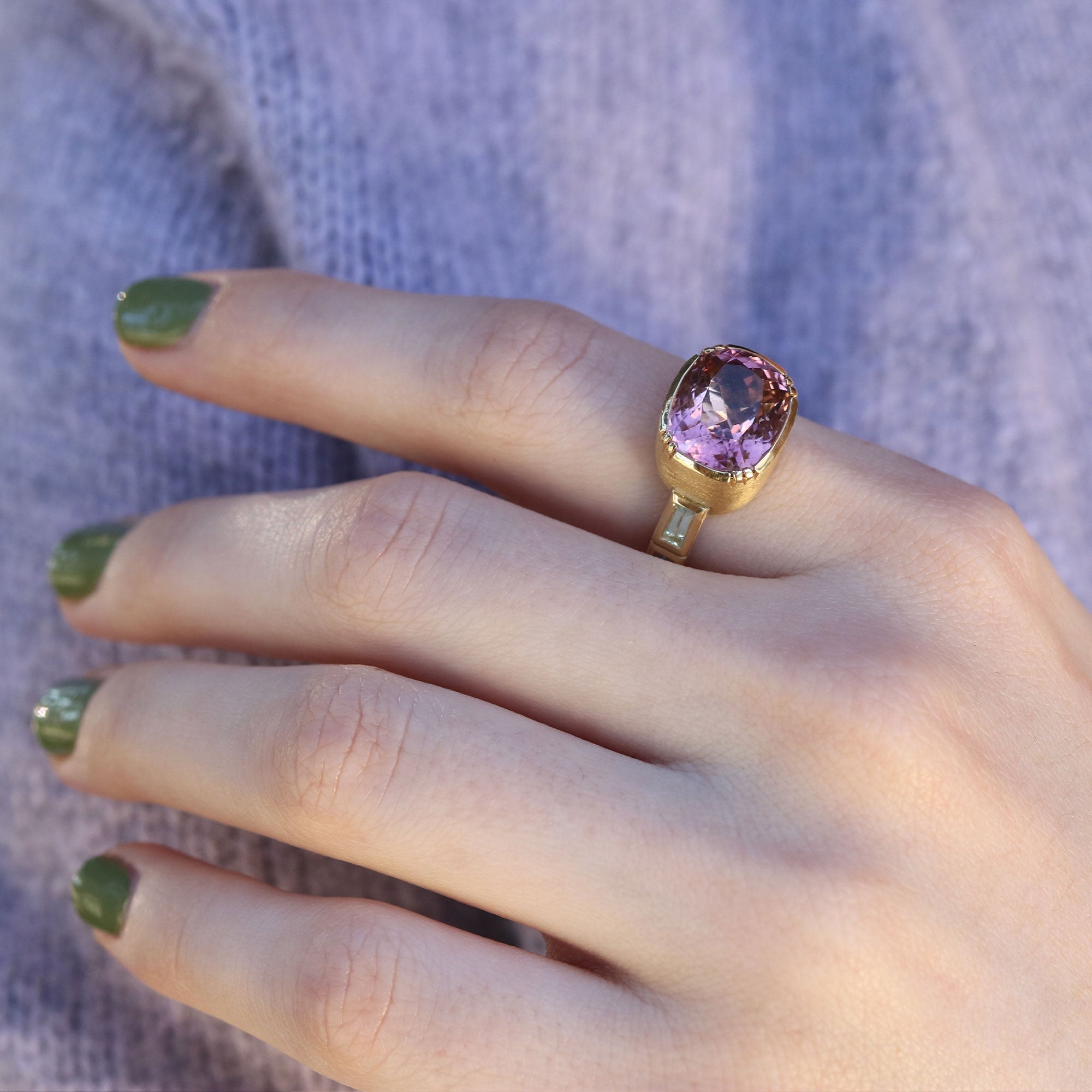 Bauhaus Tourmaline Green Beryl Ring