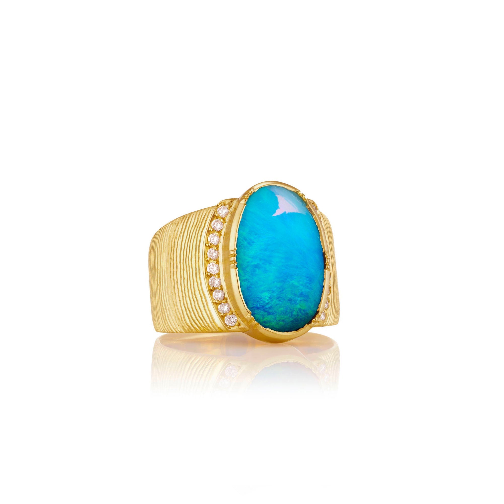 brooke gregson Opal Ellipse Engraved Ring