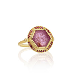 Geo Halo Ruby Ring