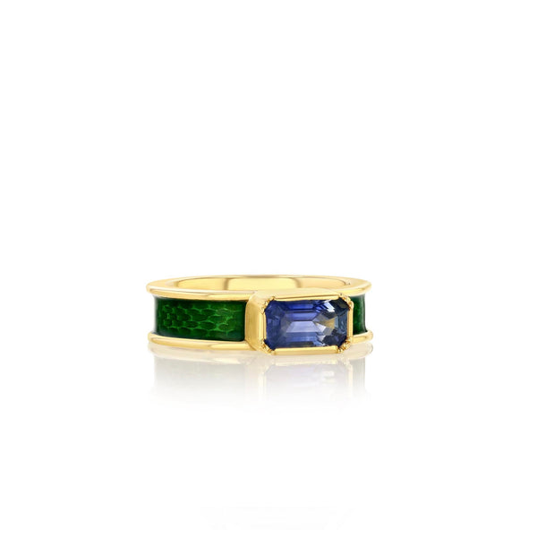 Bauhaus Sapphire Enamel Ring