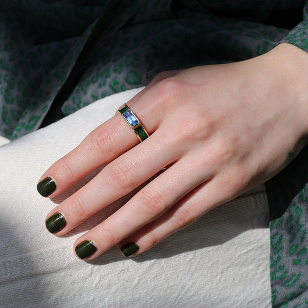 Bauhaus Sapphire Enamel Ring