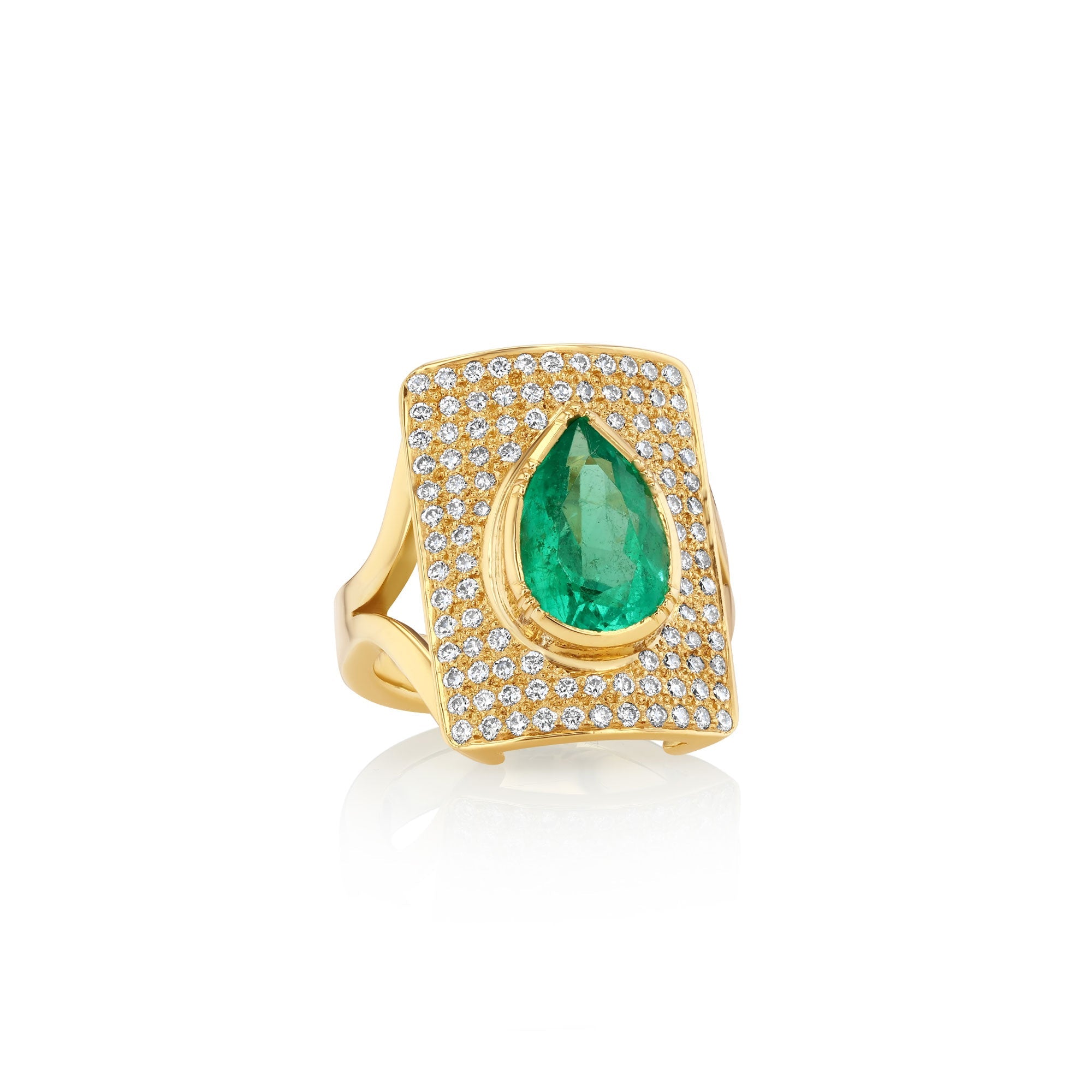 Galaxy Shield Emerald Diamond Ring