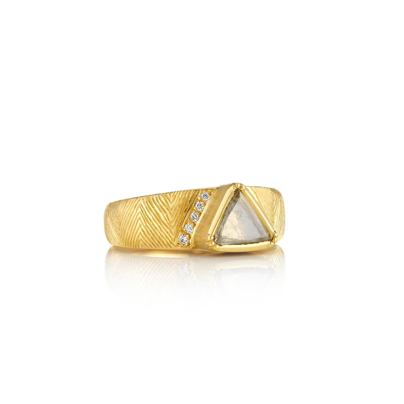 Hera Engraved Macle Diamond Ring