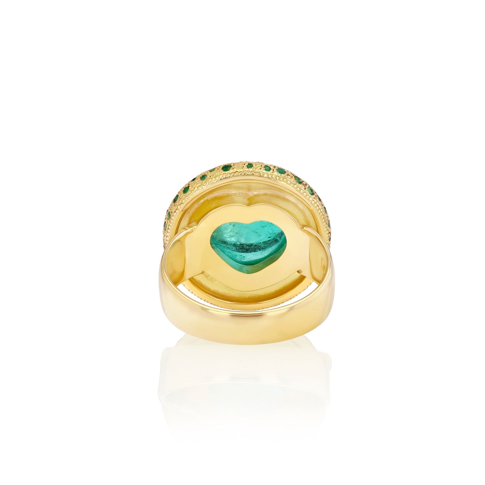 Back view One of a kind Emerald Heart Chakra Ring from Los Angeles designer Brooke Gregson handmade in London