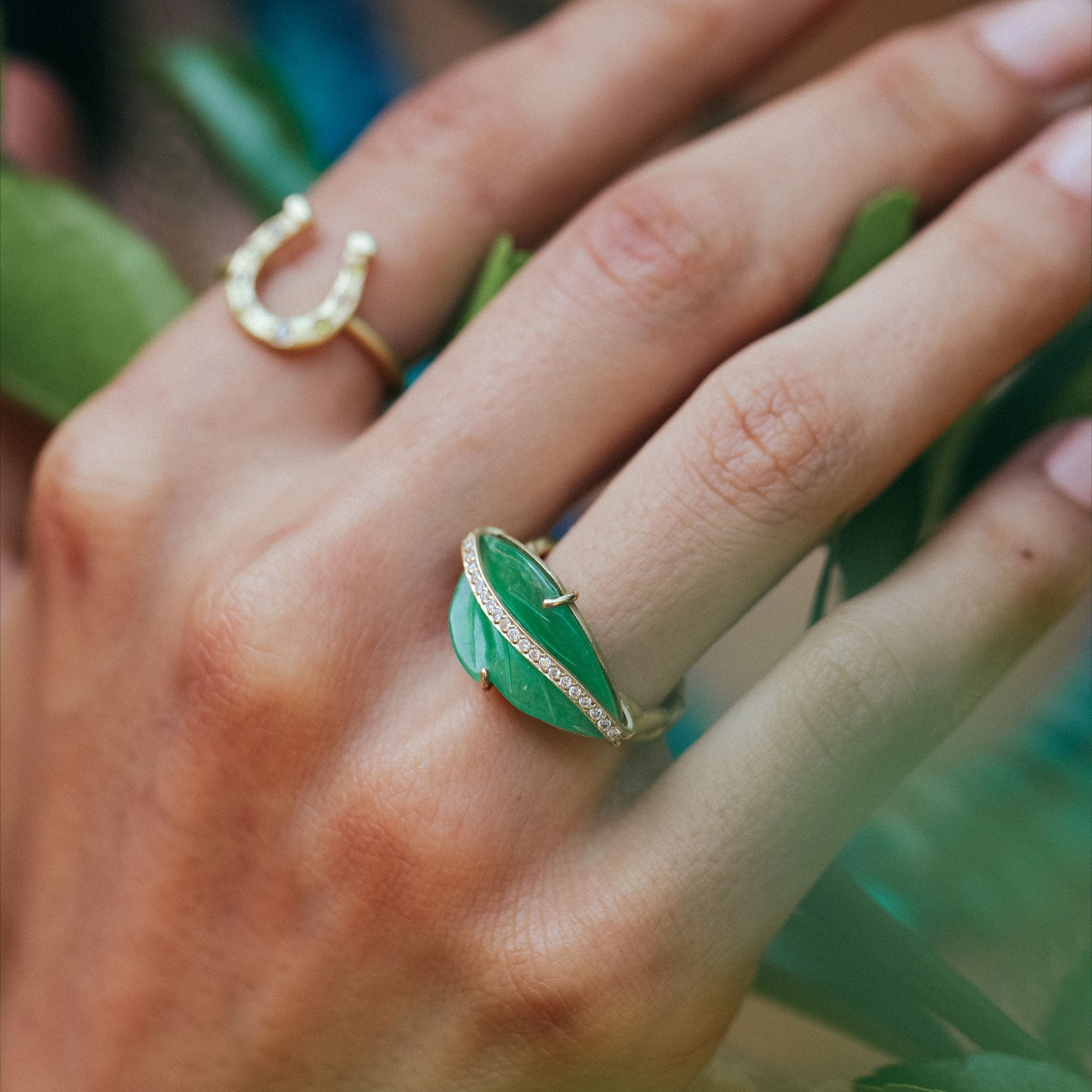 Jade Leaf Ring