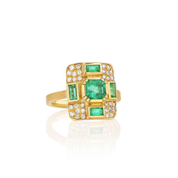 Mondrian Emerald Ring