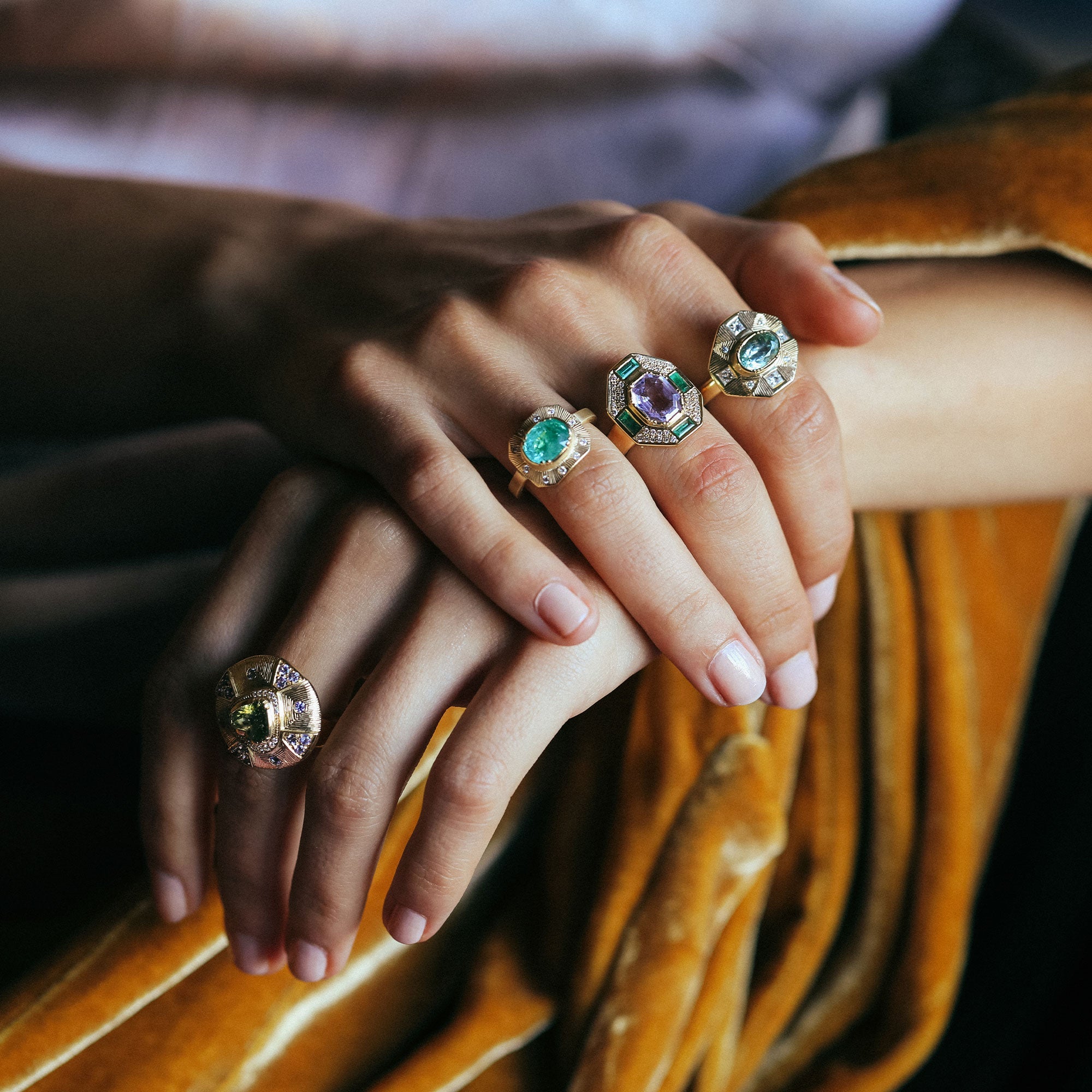 Tourmaline Tanzanite Byzantine Shield Ring – Brooke Gregson US