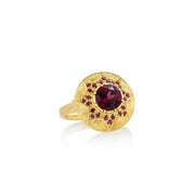 Mandala Queen Rhodolite Garnet Ring