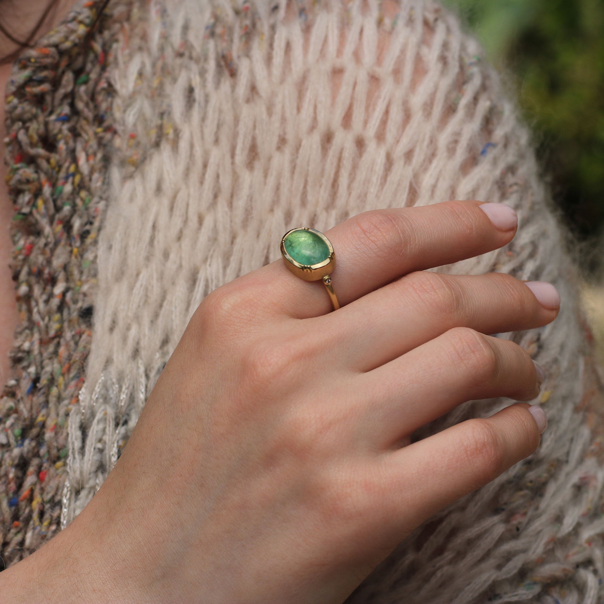 EMERALD ORBIT RING