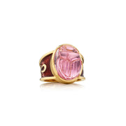 Tourmaline Scarab Enamel Ankh Ring