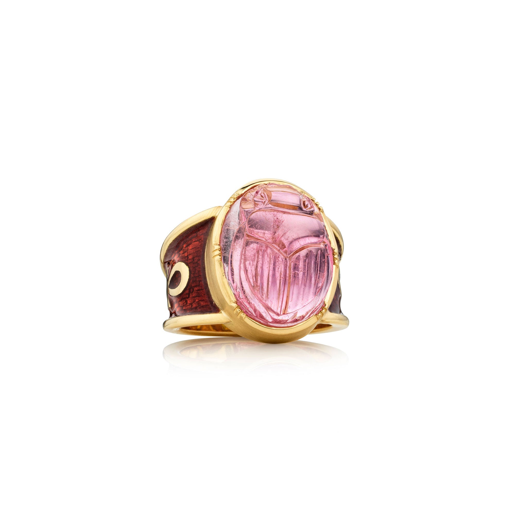 Tourmaline Scarab Enamel Ankh Ring