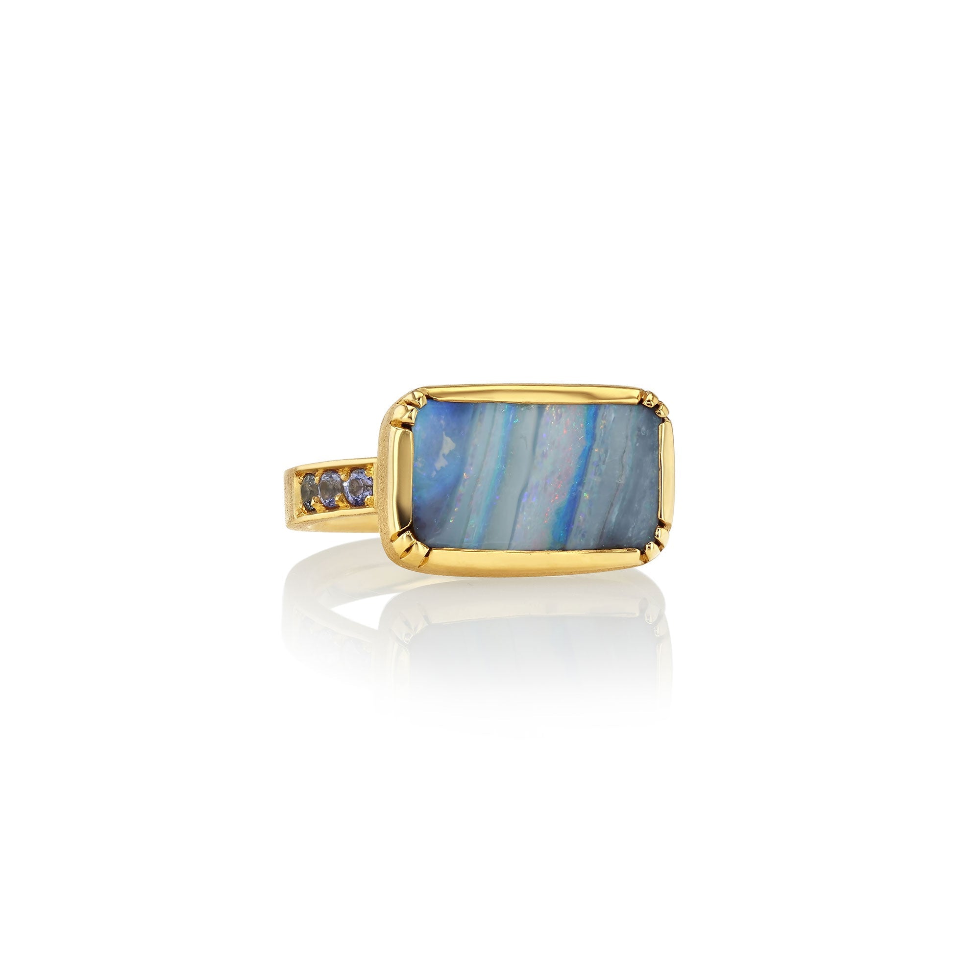 Monet Boulder Opal Tanzanite Ring