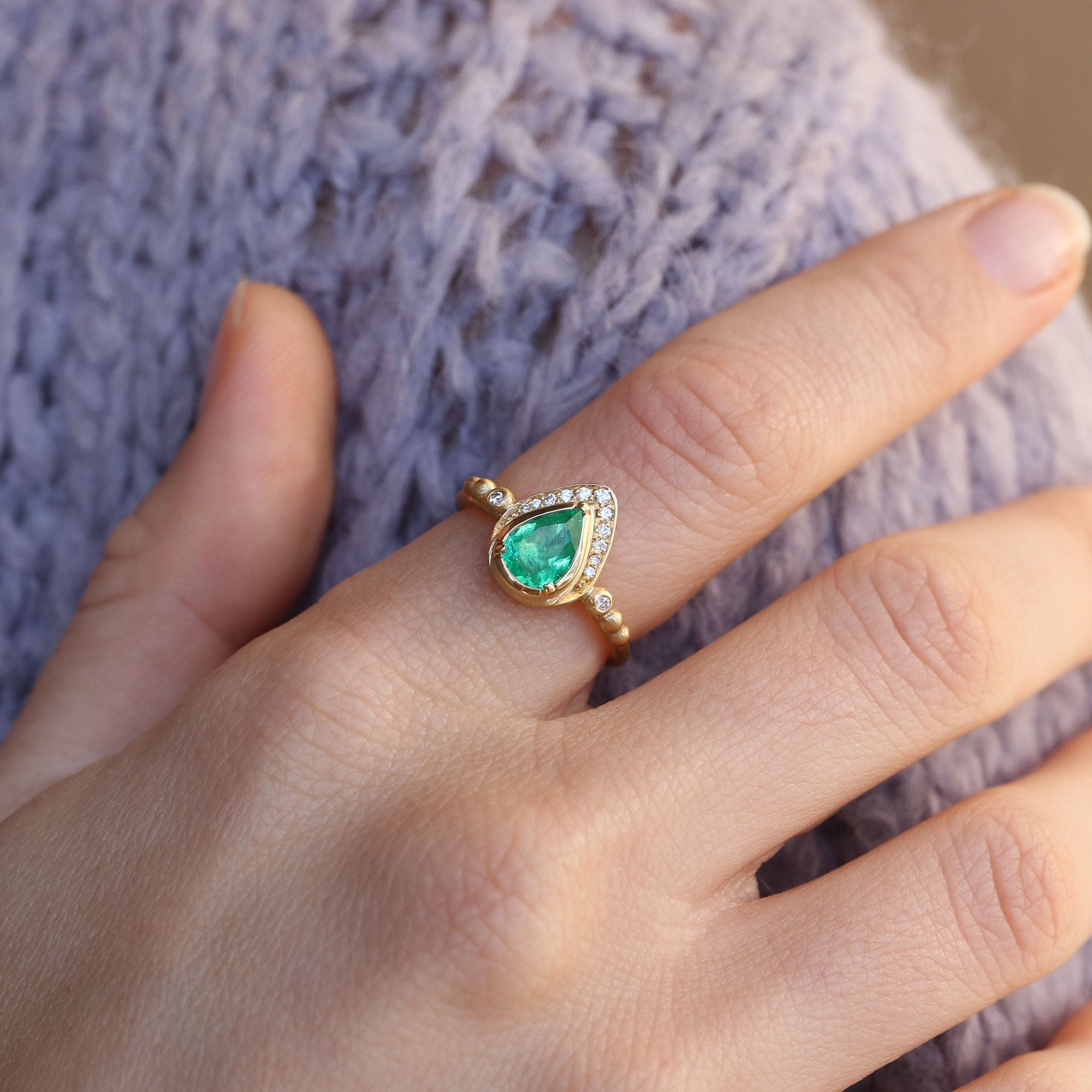 Teardrop Emerald Ring