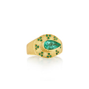 Emerald Teardrop Shield Ring