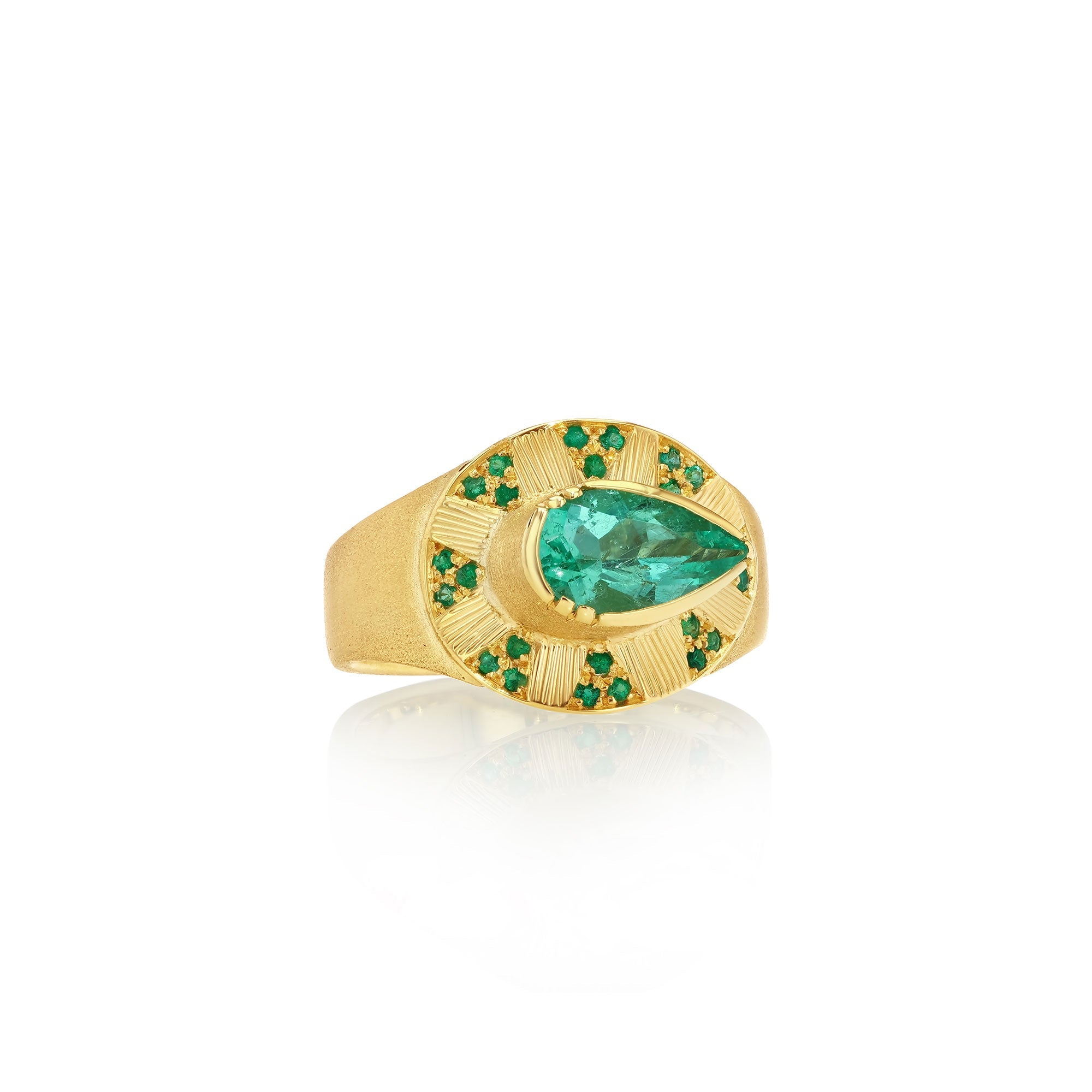 Emerald Teardrop Shield Ring