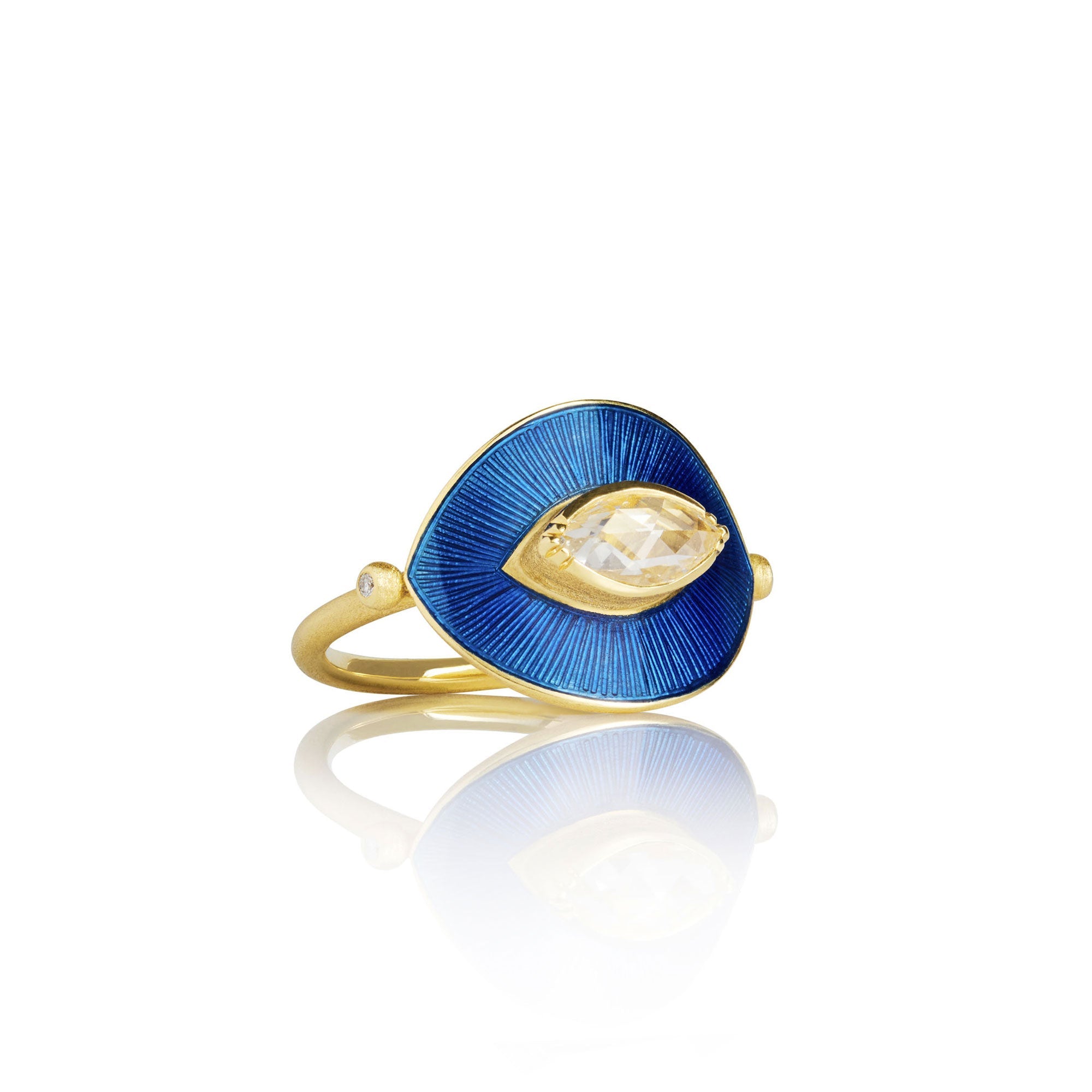 Talisman Diamond Cobalt Blue Enamel Ring