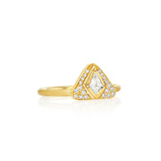 18k gold ring with a triangular diamond from Los Angeles designer Brooke Gregson, fine jewelry handmade in London