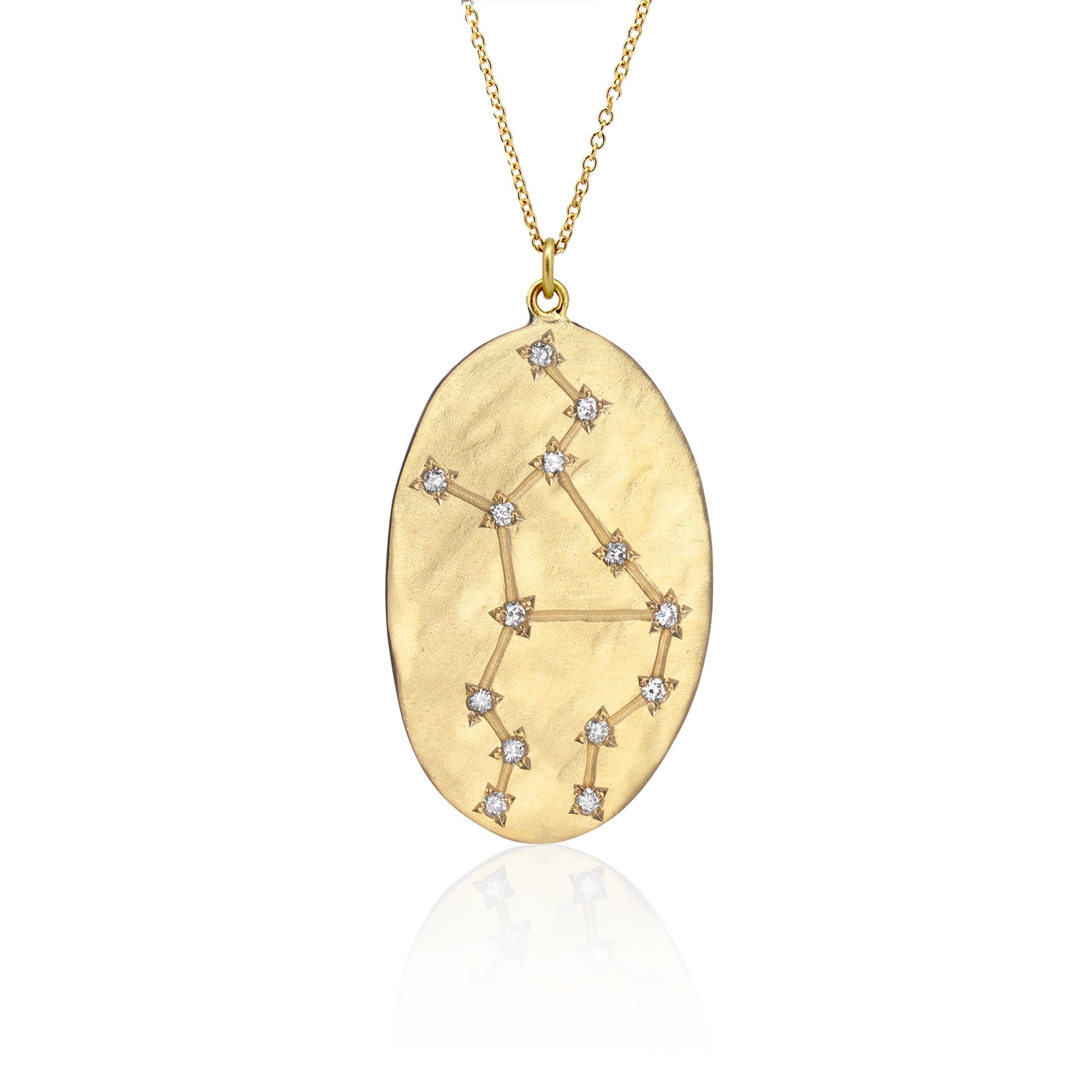 Hand made in Los Angeles Brooke Gregson 14k gold Astrology Zodiac Virgo Diamond Star Sign Necklace