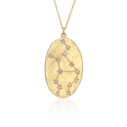 Hand made in Los Angeles Brooke Gregson 14k gold Astrology Zodiac Virgo Diamond Star Sign Necklace